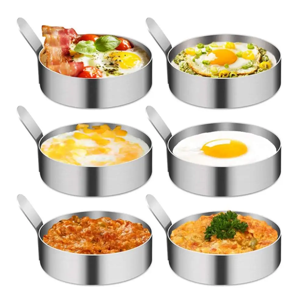 Thickened 304 Stainless Steel Round Fried Eggs Mold with Handle Pancake Forming Mould Omelet Rings Kitchen Cooking Tools