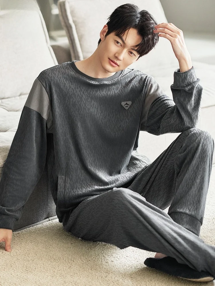 man-island-velvet-sleepwear-men's-autumn-winter-thickened-coral-velvet-thin-velvet-home-clothes-casual-style-loose-fit