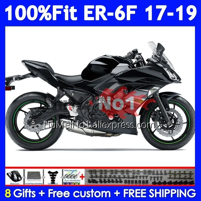 Glossy Black Injection Body For KAWASAKI NINJA 650R ER-6F ER6 ER 6F 6 F 248No.0 ER6F 17 18 19 650 R 2017 2018 2019 OEM Fairing