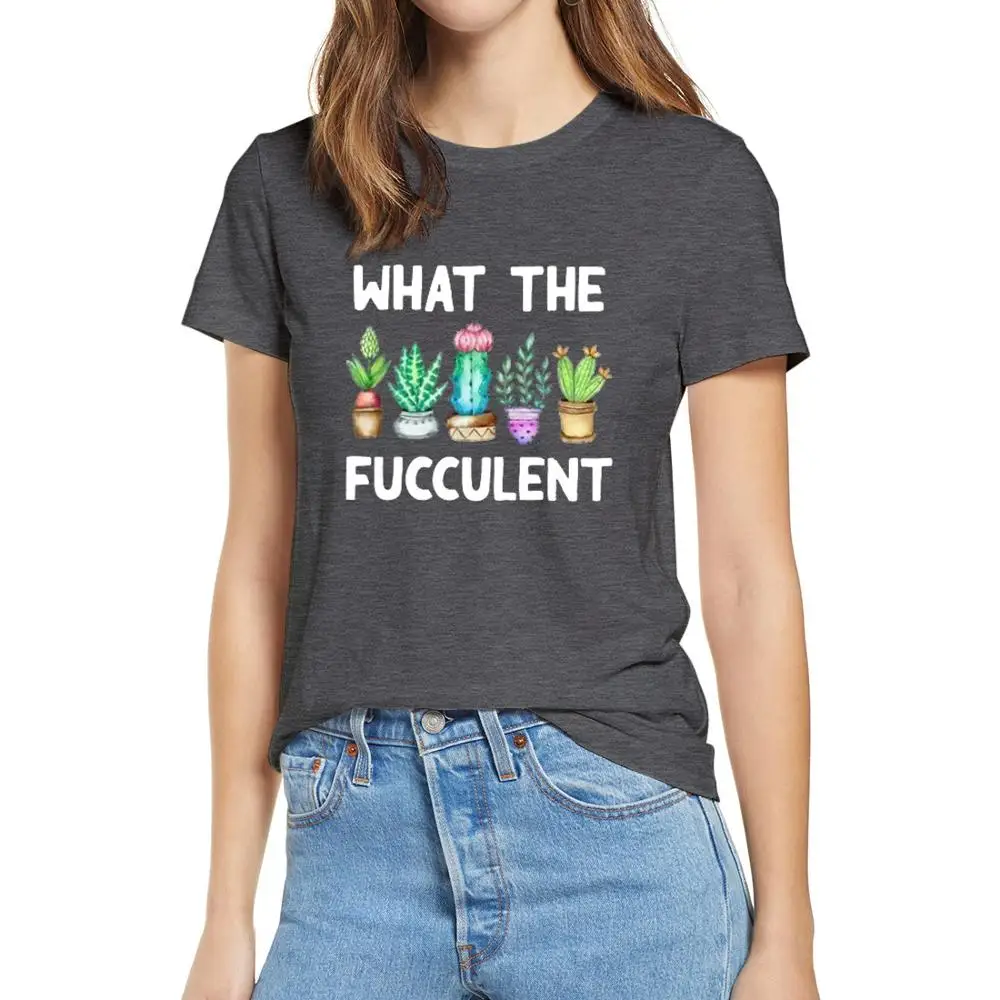 100% cotton 2020 fashion summer t shirts What The Fucculent Cactus Succulent Plant Women T shirt soft tee Garden Lover Retro