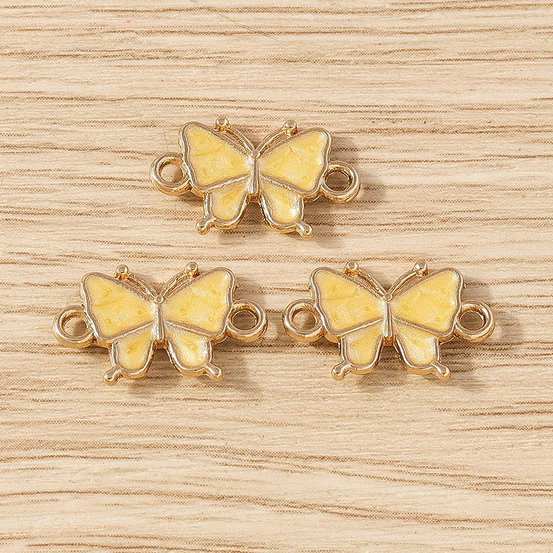 10 Stück niedliche Mini-Emaille-Fliegen-Schmetterlings-Anhänger, Verbindungsstücke für die Schmuckherstellung, DIY, handgefertigte Armbänder, Halsketten, Bastelzubehör – Detail 8