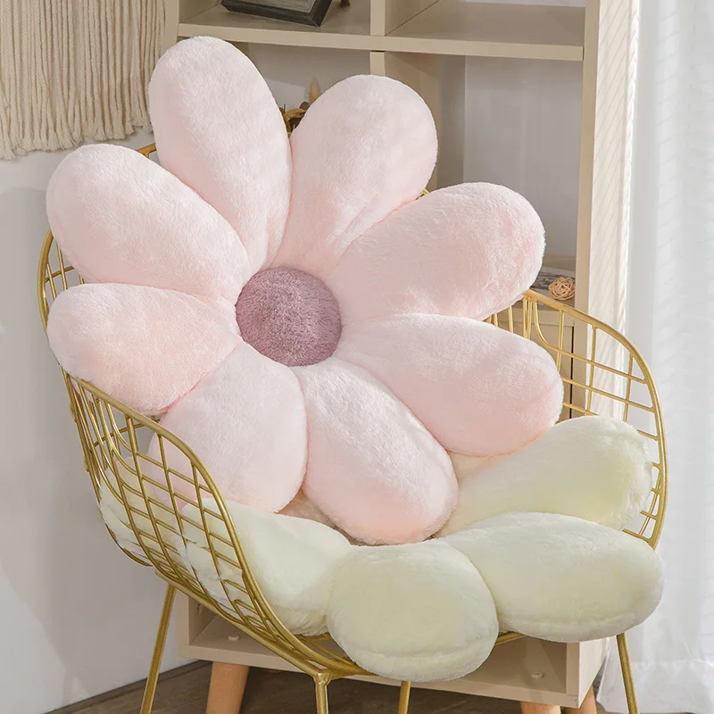 Cute Flower Throw Pillow Lifelike Daisy Flower Plush Toy Stuffed Plant Flower Fluffy Home Sofa Decor Baby Kids Mat