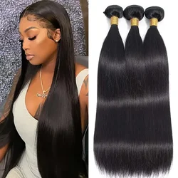 30 Inch Long Bundles Straight Human Hair 1/3/4 Pcs Bone Straight Hair Weave Double Weft 100% Remy Raw Hair Extensions Natural