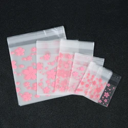 100pcs Multi Size Sakura frosted translucent Self-Adhesive bag Snack Candy Cookie Bag Gift Bags Wedding Birthday Party Supplies