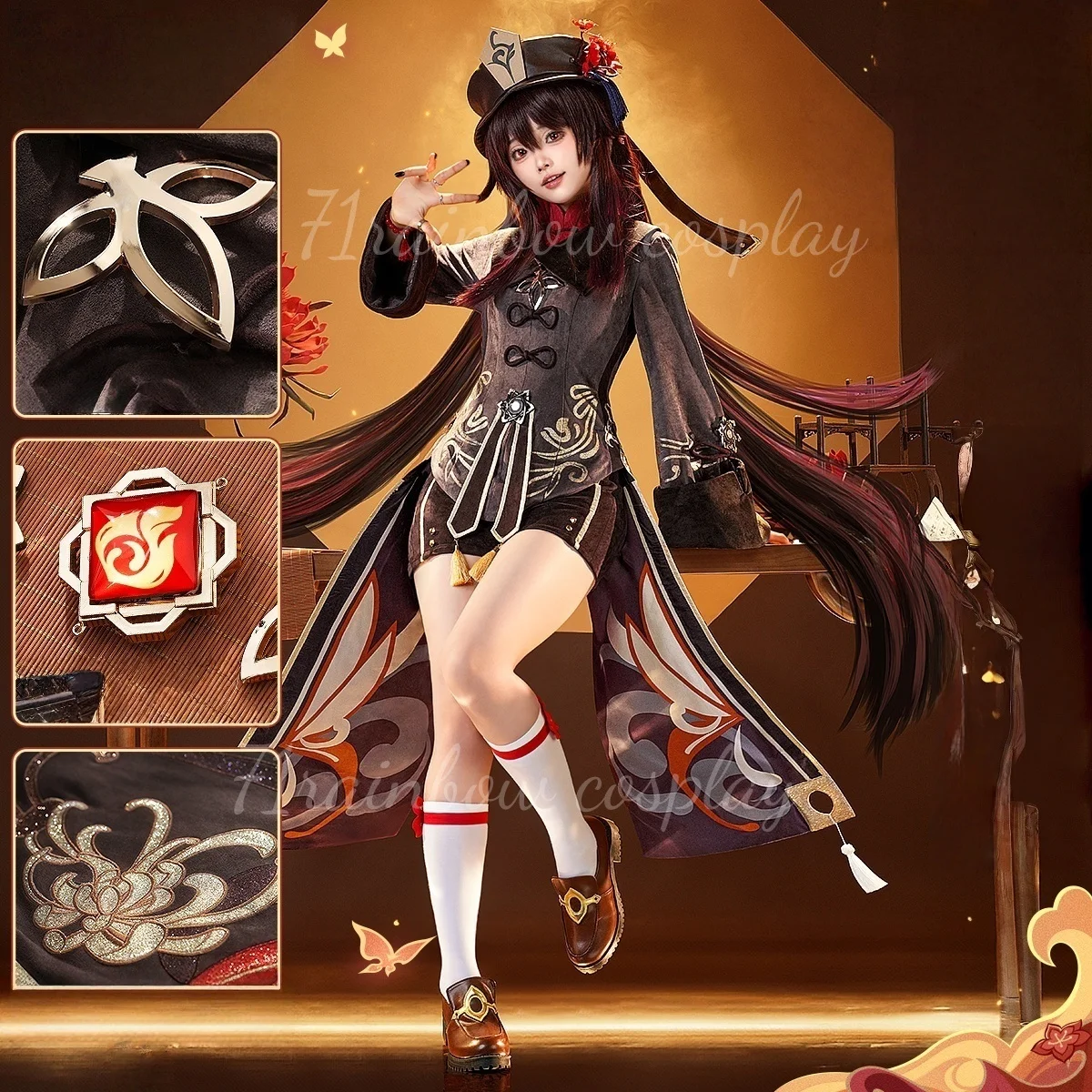 

Hutao Косплей Genshin Impact Hutao Косплей Костюм Рождественские наряды Униформа для ролевых игр Наборы Genshin Impact Костюмы Косплей