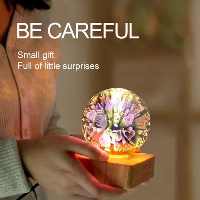 Creativity LED Night Light RGB USB Desk Lamp Sleep 3D Fireworks Star Atmosphere Light Glass Ball For Home Decor Sky Night Light
