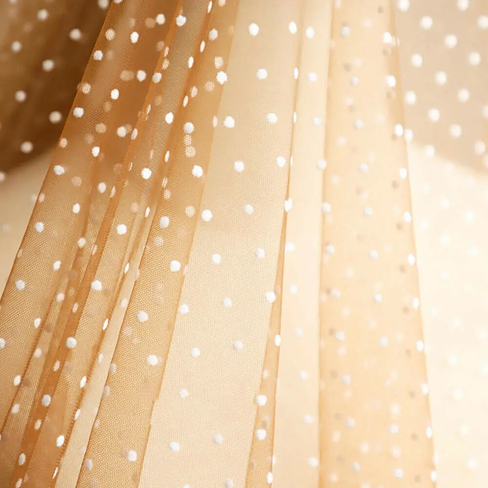 Flocked White Polka Dot Mesh Tulle Net Fabric High Quality DIY Sewing Bridal Veil Gown Girls Skirt Dress Wedding Decor Supplies