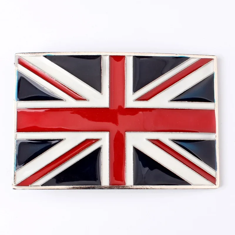 British Flag Pattern Belt Buckle, Handmade Belt Accessories, Western Cowboy Rock Decorative Metal Waistband, DIY