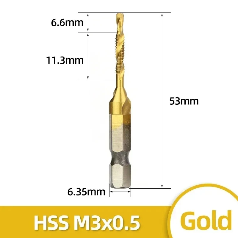 6 stücke Tap Titan Überzogene Sechskantschaft Bohrer Bits HSS Schraube Gewinde Metrische Taping Schraube Maschine Verbindung Werkzeug M3-M10 hand Werkzeuge – Detail 10