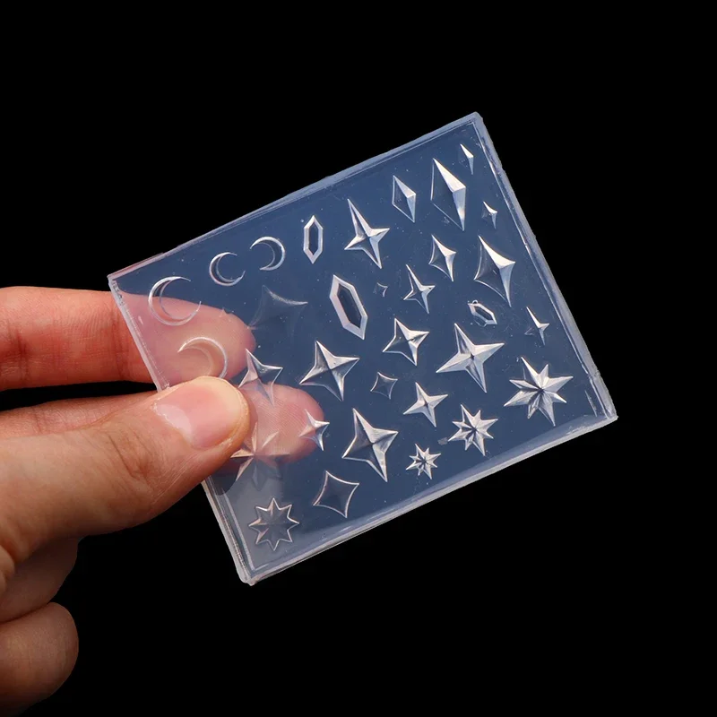 แม่พิมพ์ซิลิโคนสำหรับทำเล็บลายเพชร รูปทรงข้าวหลามตัด ดาวห้าแฉก อุปกรณ์ตกแต่งเล็บ DIY