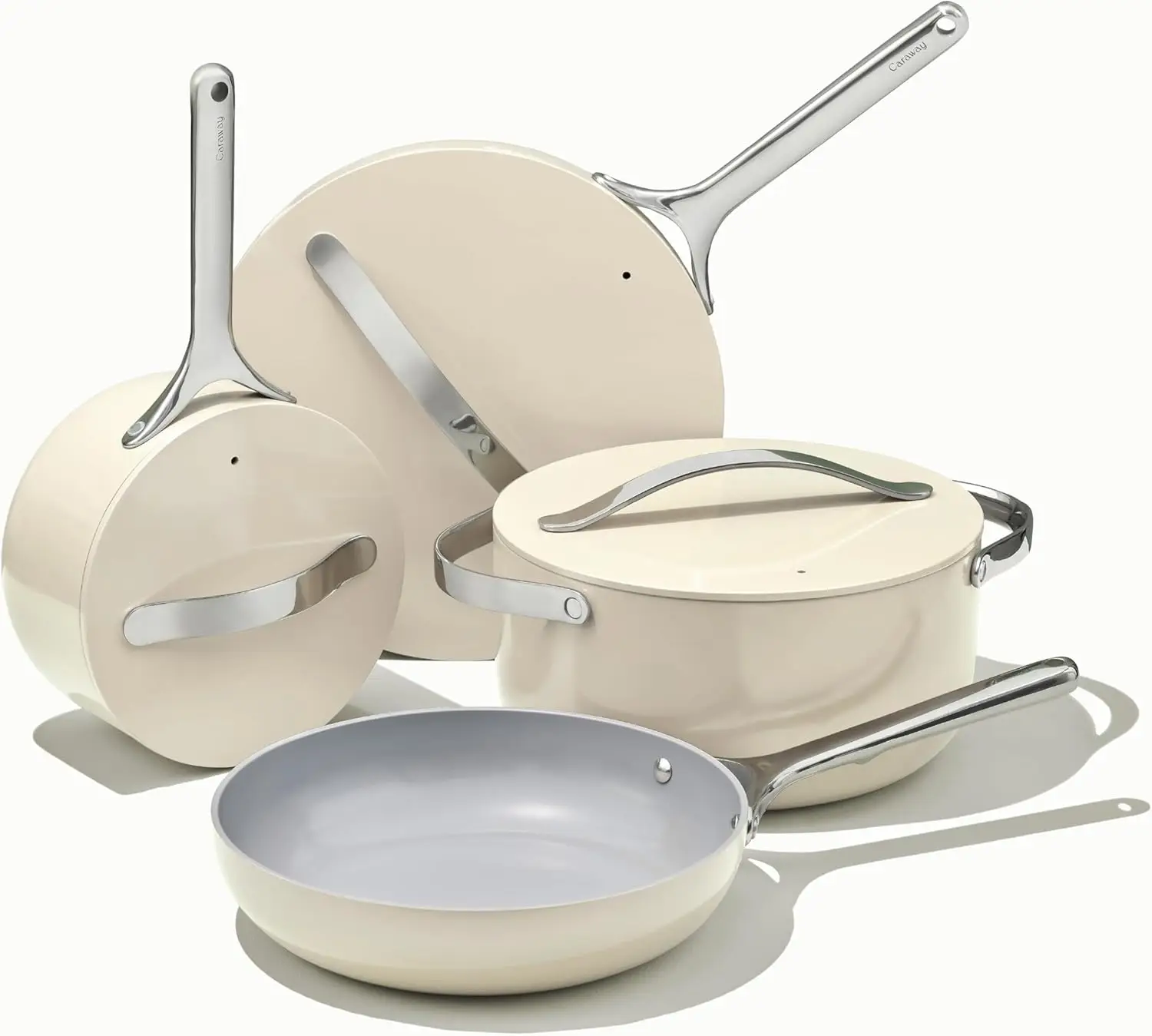 

Nonstick Ceramic Cookware Set (12 Piece) Pots, Pans, 3 Lids and Kitchen Storage - Non Toxic - Oven Safe & Compatible