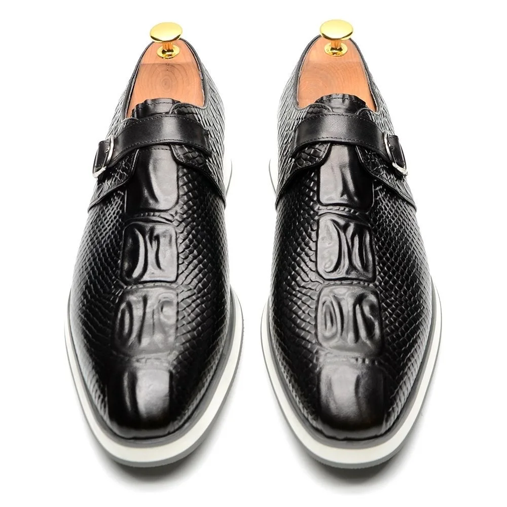 2026 Men\'s Genuine Leather Casual Sneakers Solid Blue/Black Sports Style Breathable Business Social Flat Shoes