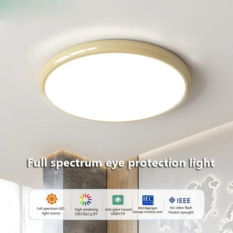 

Simple LED Cream Wind Ceiling Light For Bedroom Meal Room Study Porch Nordic Macaron Ceiling Light Fixture