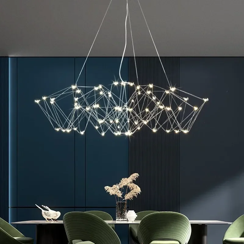 

Modern Starry Sky Chandelier Creative Magic Cube Firefly Led Pendant Lamp Stainless Steel For Restaurant Villa Dining Room Decor