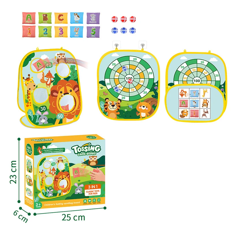 Gra w rzucanie woreczkami 3 w 1 dla dzieci, zabawka do rzucania na tarczę, śmieszna gra sportowa w rzucanie piłkami, do zabawy wewnątrz i na zewnątrz, prezent urodzinowy