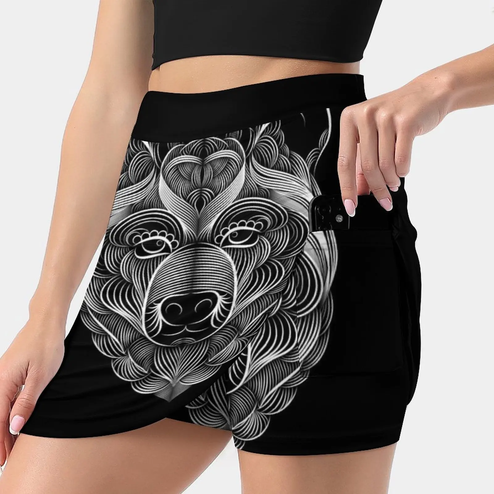 Bear Women's skirt With Pocket Vintage Skirt Printing A Line Skirts Summer Clothes Bear Nature Lines Oso Salvaje Beast Animal