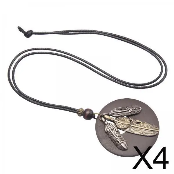 

Vintage Style Feather Pendant Necklace with Adjustable Long Chain Unisex Alloy Jewelry for Everyday Fashion