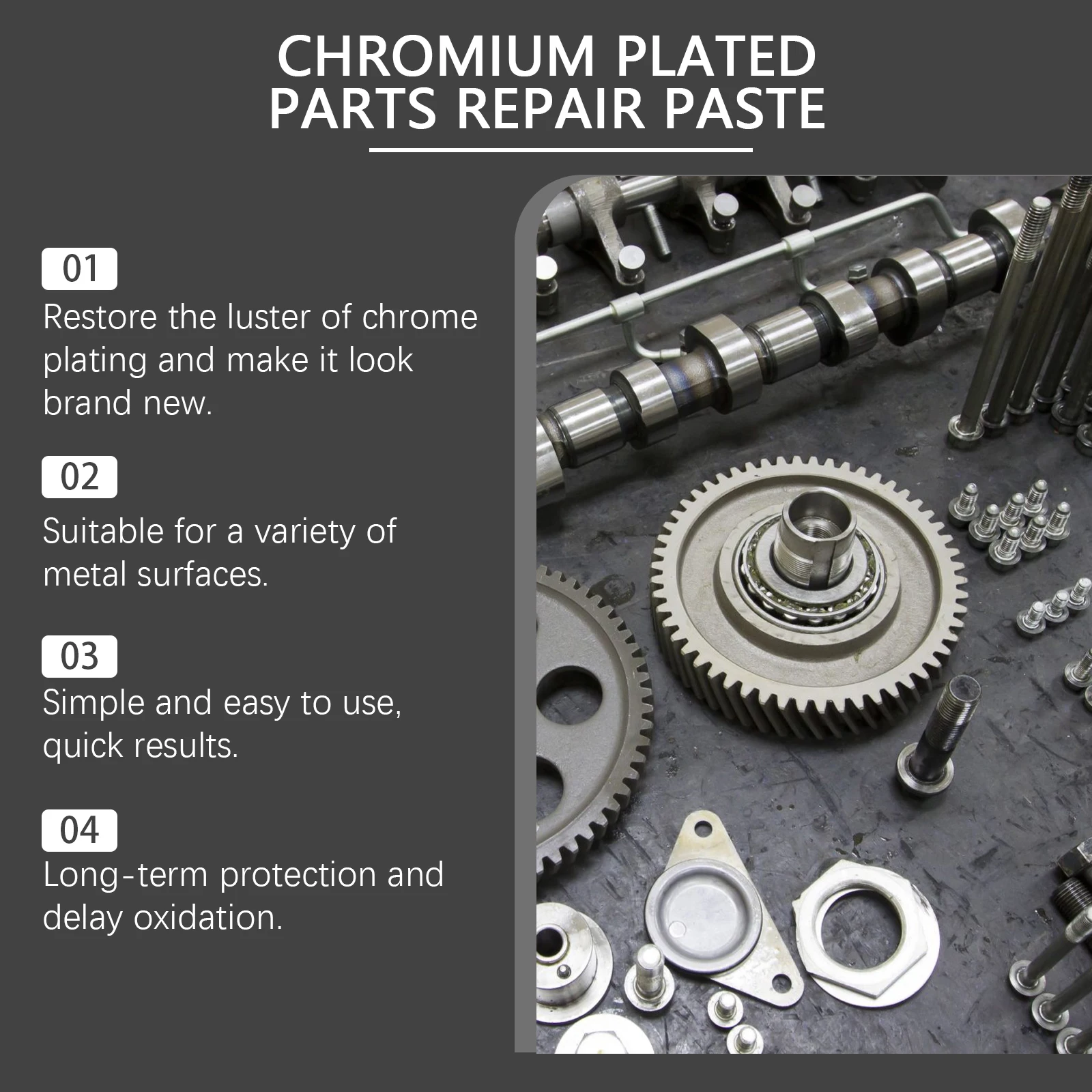 Chrome Cleaner Repair Paste for Cars Metal Polishing Remove Oxidation Corrosion Luster Restore Auto Metal Plating Care Kit