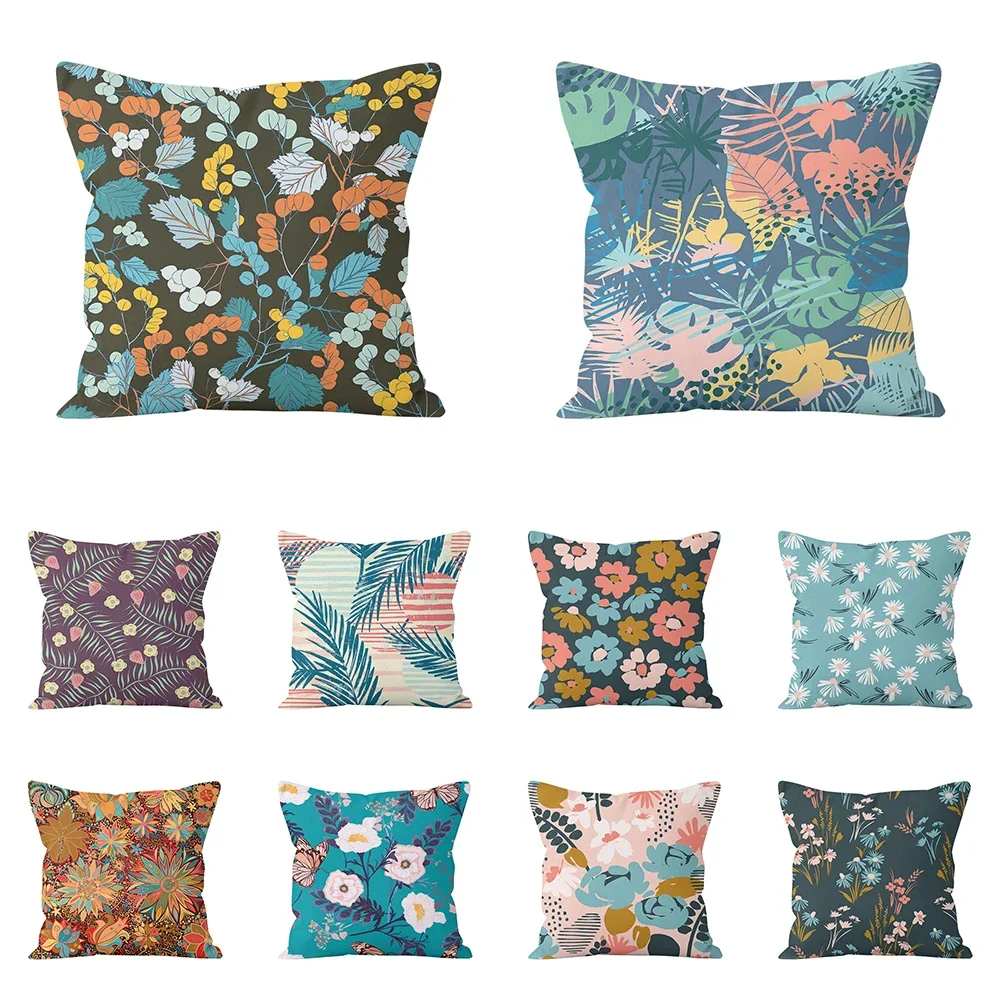 Flower and plant printed pattern cushion cover for home living room sofa decoration pillow  pillowcase