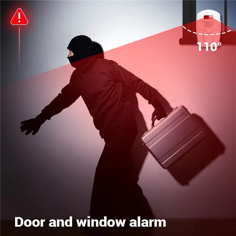 AC56-Infrared Motion Sensor Alarm - Burglar Alarm With 2 Remote Controls, Suitable For Home/Garages/Shops