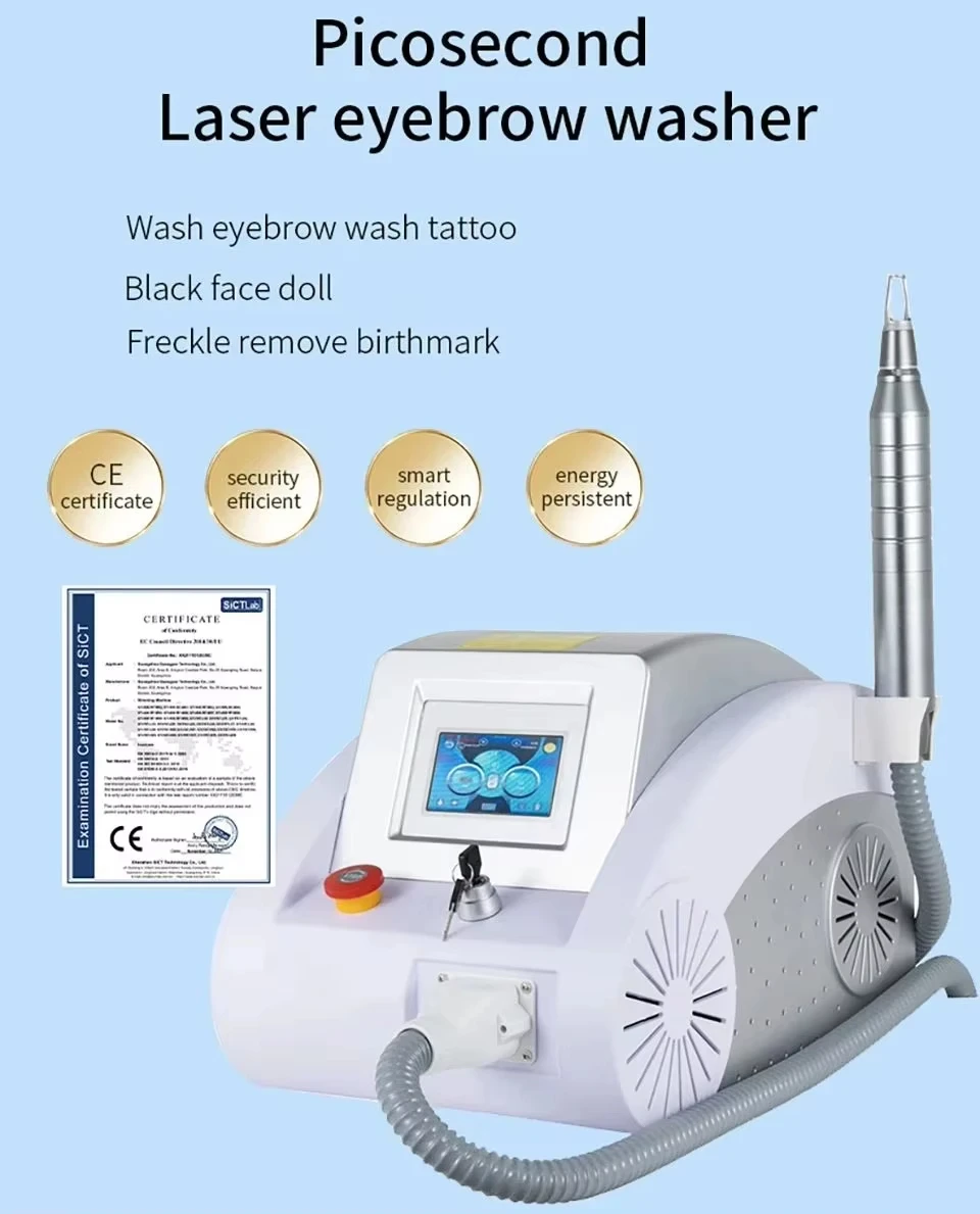 

100W Picosecond Laser Wash Tattoo Wash Eyebrow Removal Laser Hair Removal Skin Whitening Mole Q Switch ND Yag 532nm 755nm 1064nm