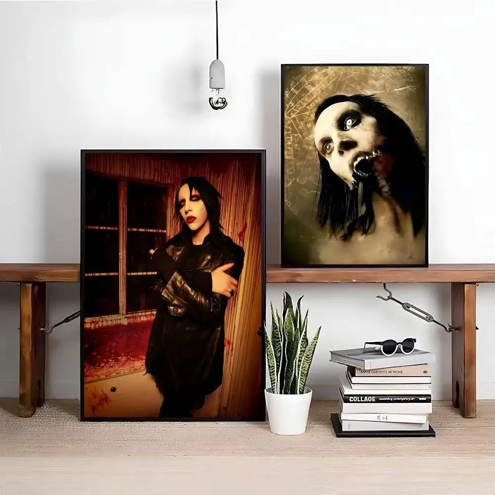Rock Singer M-Marilyn M-Manson Posters Fancy Wall Sticker for Living Room Bar Decoration Wall Decor view 5