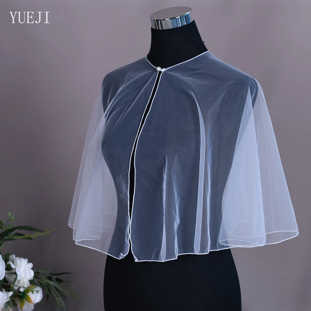 

YUEJI Simple White Cream White Bridal Cape Bolero Donna Detachable Wedding Elegante Coat For Evening Dress YJG89