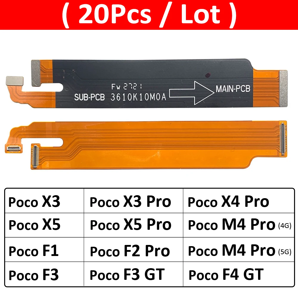 

20 шт., новый для Xiaomi Mi Poco F1 F2 F3 F4 GT X5 X3 X4 M4 Pro 4G 5G, разъем для материнской платы, гибкий кабель