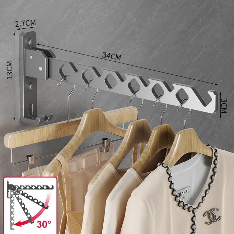 

Wall-mounted clothes drying rack for bedroom, no drilling required, suitable for bathroom and balcony, indoor clothes rod, invis