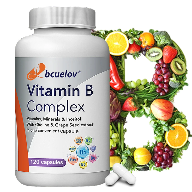 Vitamin B Complex with Folic Acid, Supports Healthy Energy Metabolism, Immunity, Heart Health, 120 Capsules