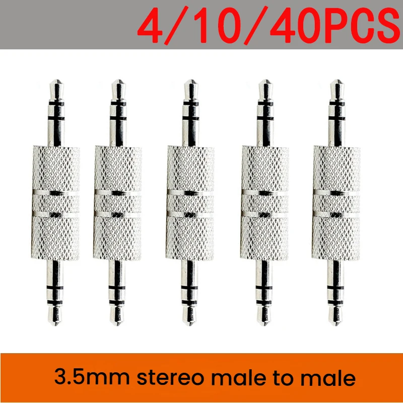 4/10/40 Pcs 3.5mm Male to Male Stereo Audio Connector – Metal Coupler for Headphone & Speaker Repair AUX