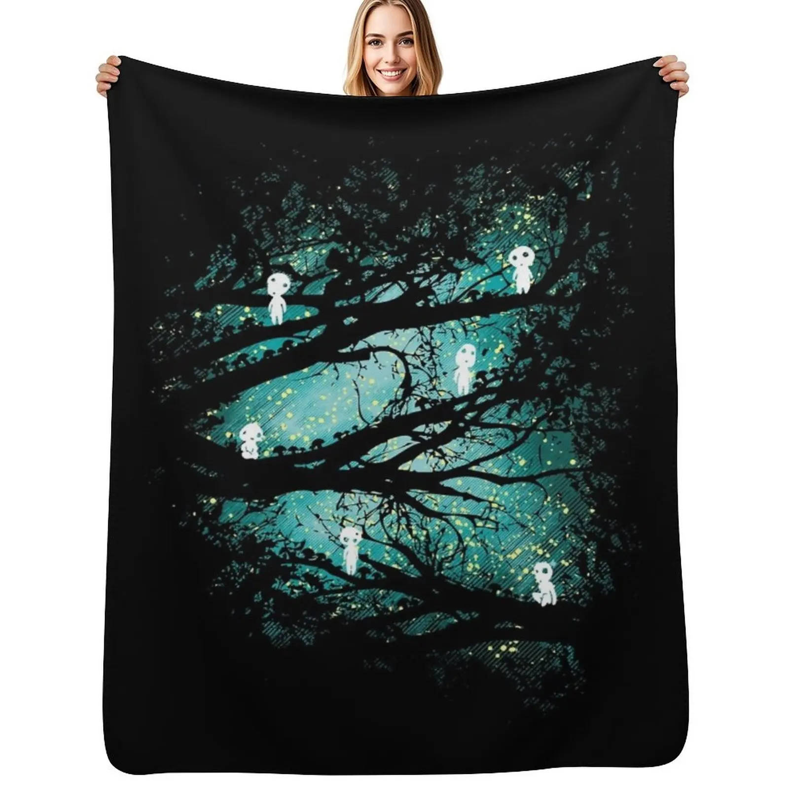 

Tree Spirits Throw Blanket Plush Fuzzy Cozy Blanket for Couch Sofa