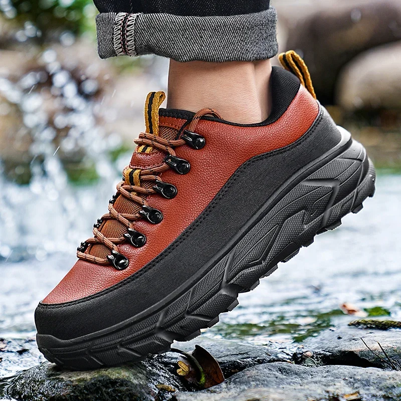 

Large Size 48 Men's Comfortable Leather Sports Shoes for Hiking Anti Slip Hiking Ultra Fiber Upper Multifunctional Sneakers