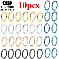 10pcs G23 Titanium Nose Rings Hoop 20G 18G 16G Tragus Helix Conch Cartilage Piercing Jewelry Segment Lip Ear Ring For Women Men