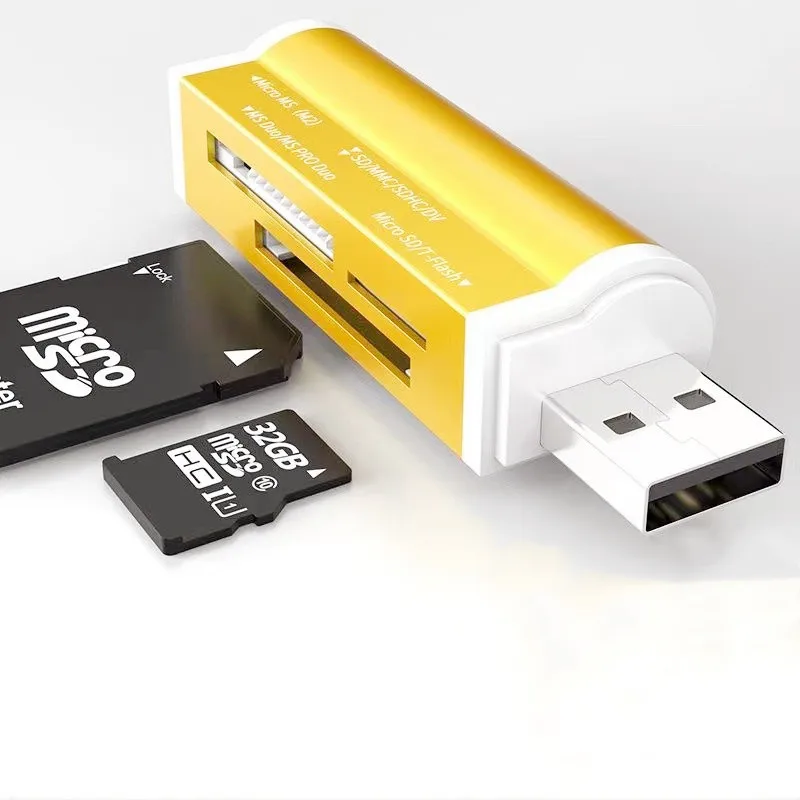 카드 리더기 4 포트 USB2.0 마이크로 SD TF SDHC DV 전화 카메라 메모리 카드 어댑터(LED 표시기 포함)