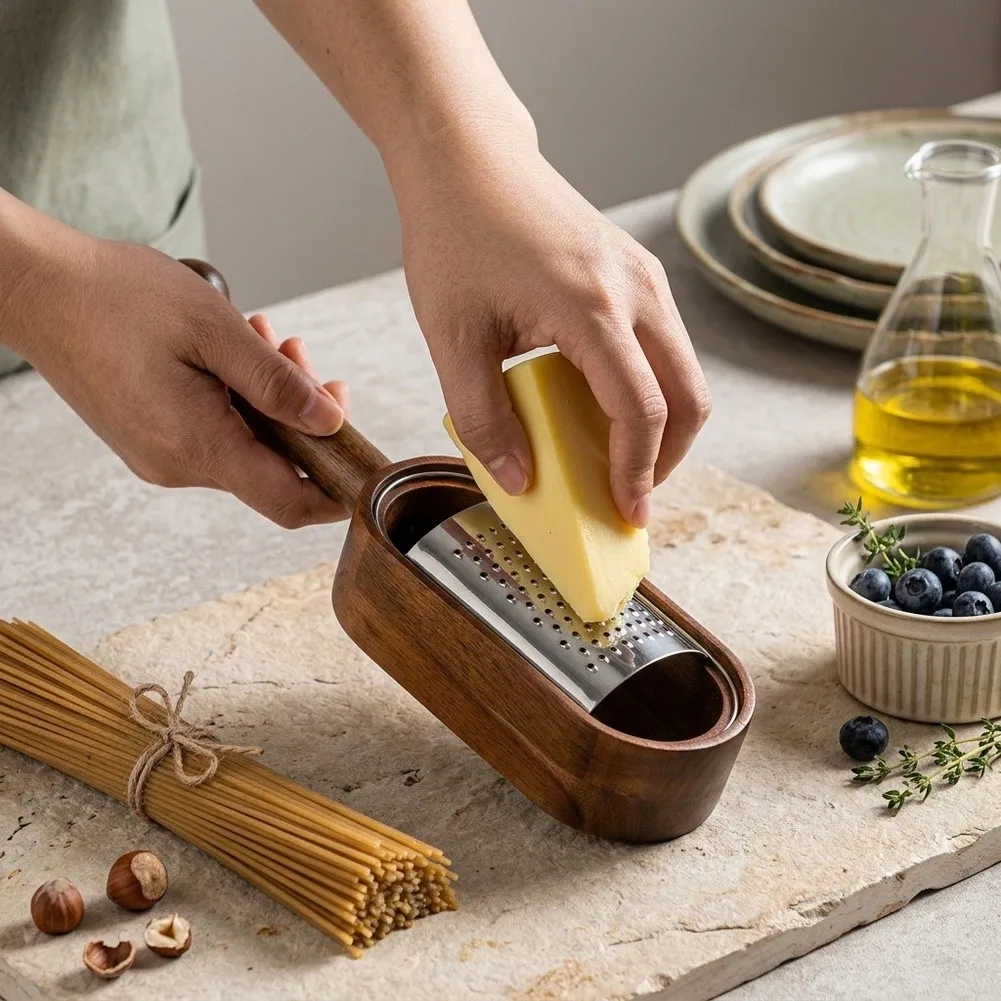 27cm 27cm Stainless Steel Grater with Natural Wood Handle for Grating Hard Cheese Citrus Zest and Baking Ingredients - Aliexpress Deal