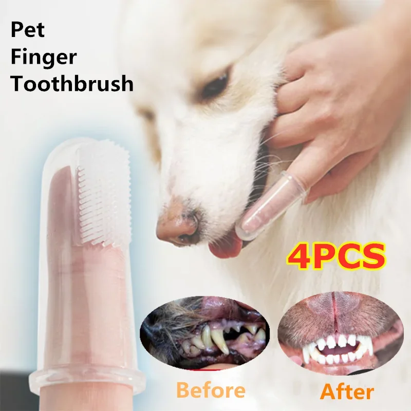 Super Soft Pet Finger Toothbrush Dog Brush Bad Breath Tartar Teeth Tool Cat Toothbrush Dog Supplies Pet Accessories