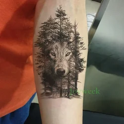 Waterproof Temporary Tattoo Sticker crow wolf forest tatto stickers flash tatoo fake tattoos for women men 7