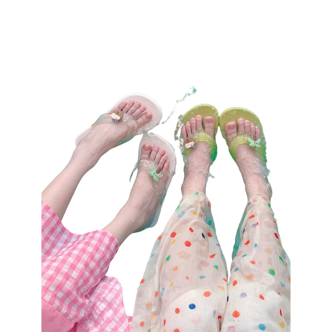 Women's Summer Flip Flops Ins Style Beach Vacation Sandals  Anti Slip Deodorant EVA Toe Post Slippers for Outdoor Wear