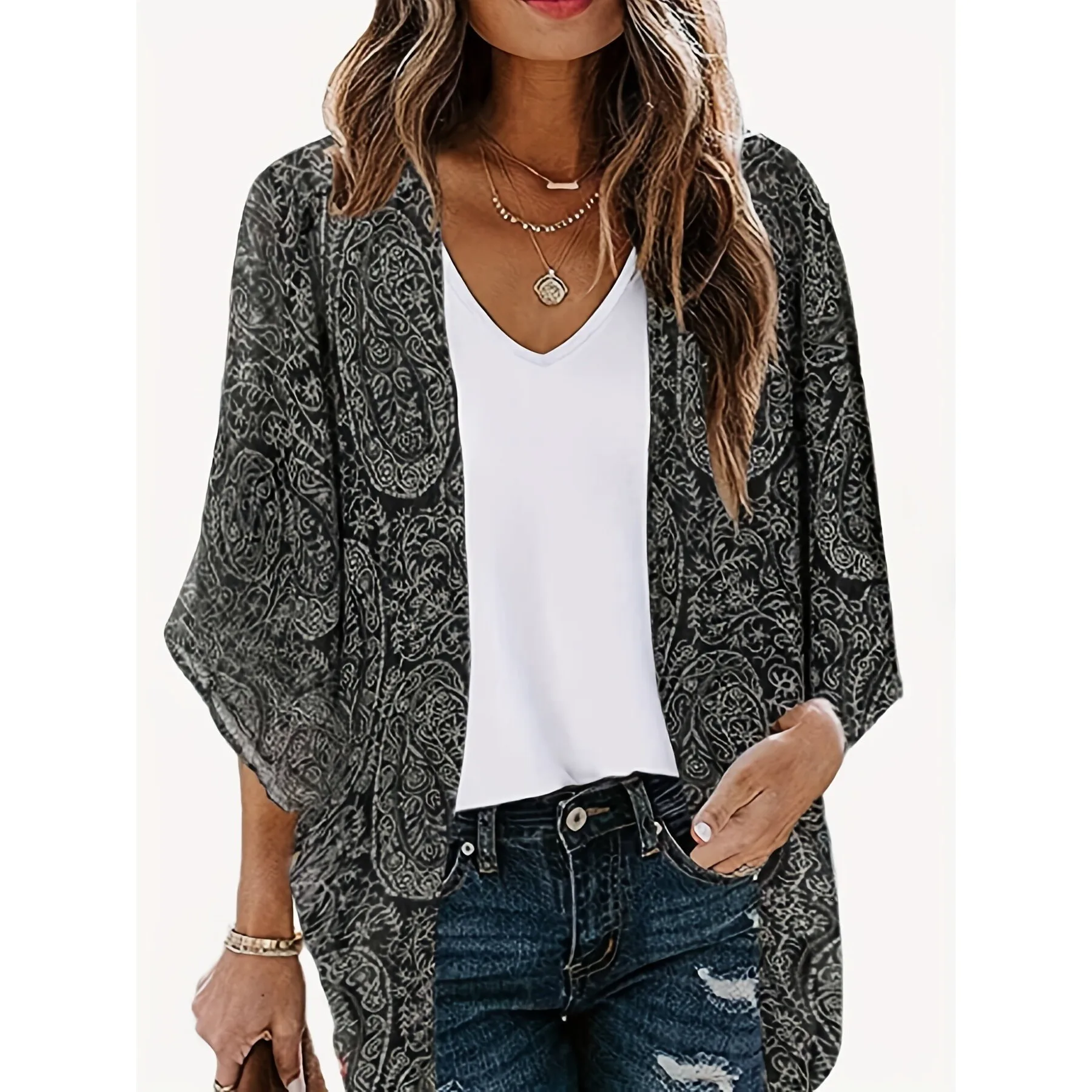 

Casual Floral Print Women's Shirt V 82571 Comfortable Unisex Style Princess Sleeve Fashionable Summer Top Female Clothing