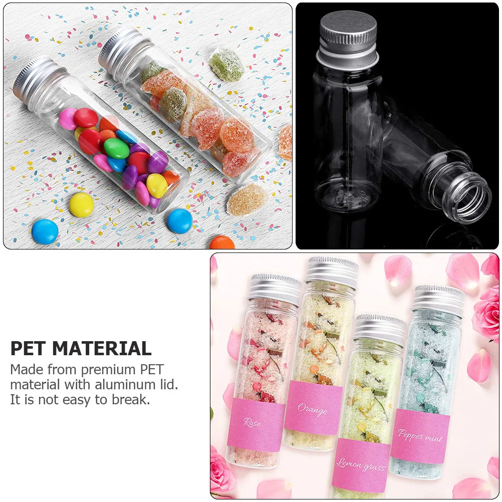 

5Pcs Empty Bottles Transparent Pet Plastic Containers with Aluminum Screw Cap for Travel Lightweight Leakproof Sample