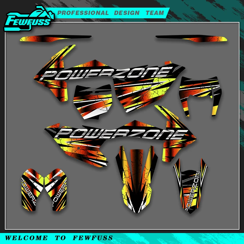

Fewfuss For KTM SXF 2016 2017 2018 EXC 2017 2018 2019 Graphics Decals Stickers Motorcycle Background Custom Number