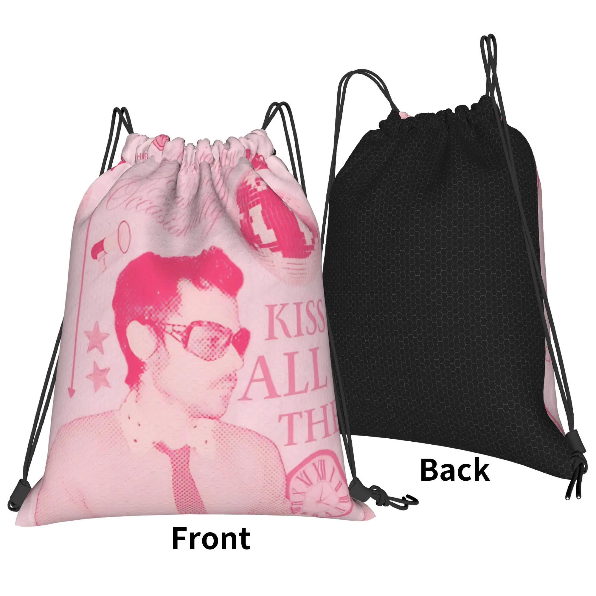Kiss All The Time Drawstring Backpack Gym Sports Sackpack Water Resistant Harrys Music Styles String Bags 36cm (W) x 43cm (H)