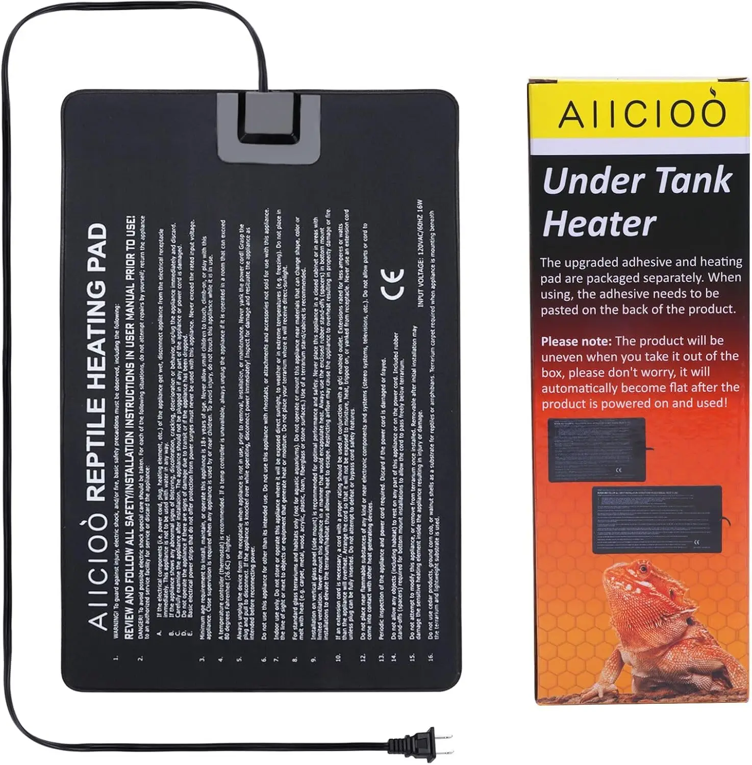 

Reptile Heating Pad - Hermit Crab Heater Heat Mat for Snakes Lizards Terrarium, 16W