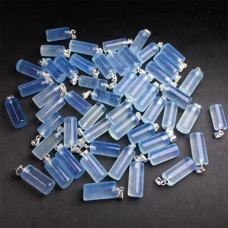 女性のための天然アクアマリン円筒形ペンダント,日曜大工のパーティージュエリー,風水ギフト,癒しのエネルギー宝石,s925