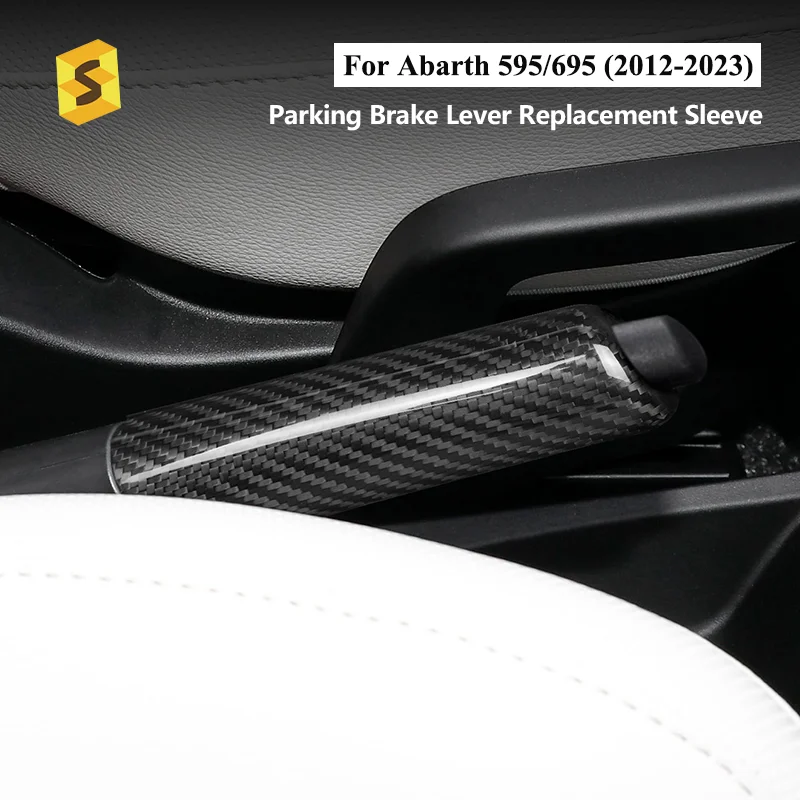 

Car Handbrake Cover Accessories Real Hard Carbon Fiber Trim For Abarth 595/695 2012-2023 2022 2021 2020 2019 2018 Scr-Resistant