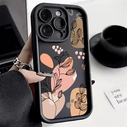 Coque de téléphone plantes abstraites pour iPhone, coque arrière motif fleur, iPhone 11 12 13 14 15 16 Pro Max XS Poly X 7 8 14 15 16 Plus SE 2020
