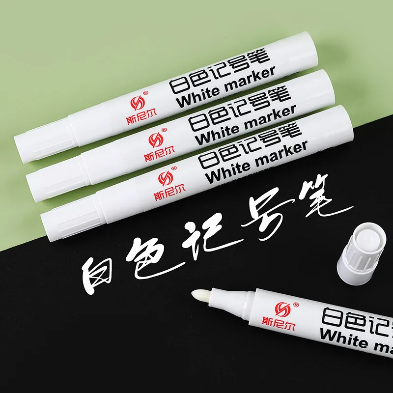 

1-5pcs Metal White Marker Pen 2.5mm Oily Waterproof White Gel Pens Writing Drawing Graffiti Stationery Wrting School Supplies