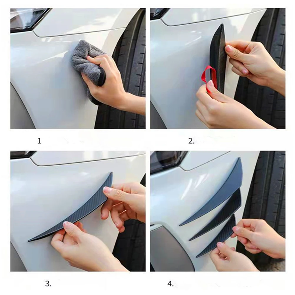 

6pcs Front Bumper Lip Splitter Fins Durable Pvc Car Protector Cover Scratch Resistant Airflow Stabilizer Auto Body Spoiler