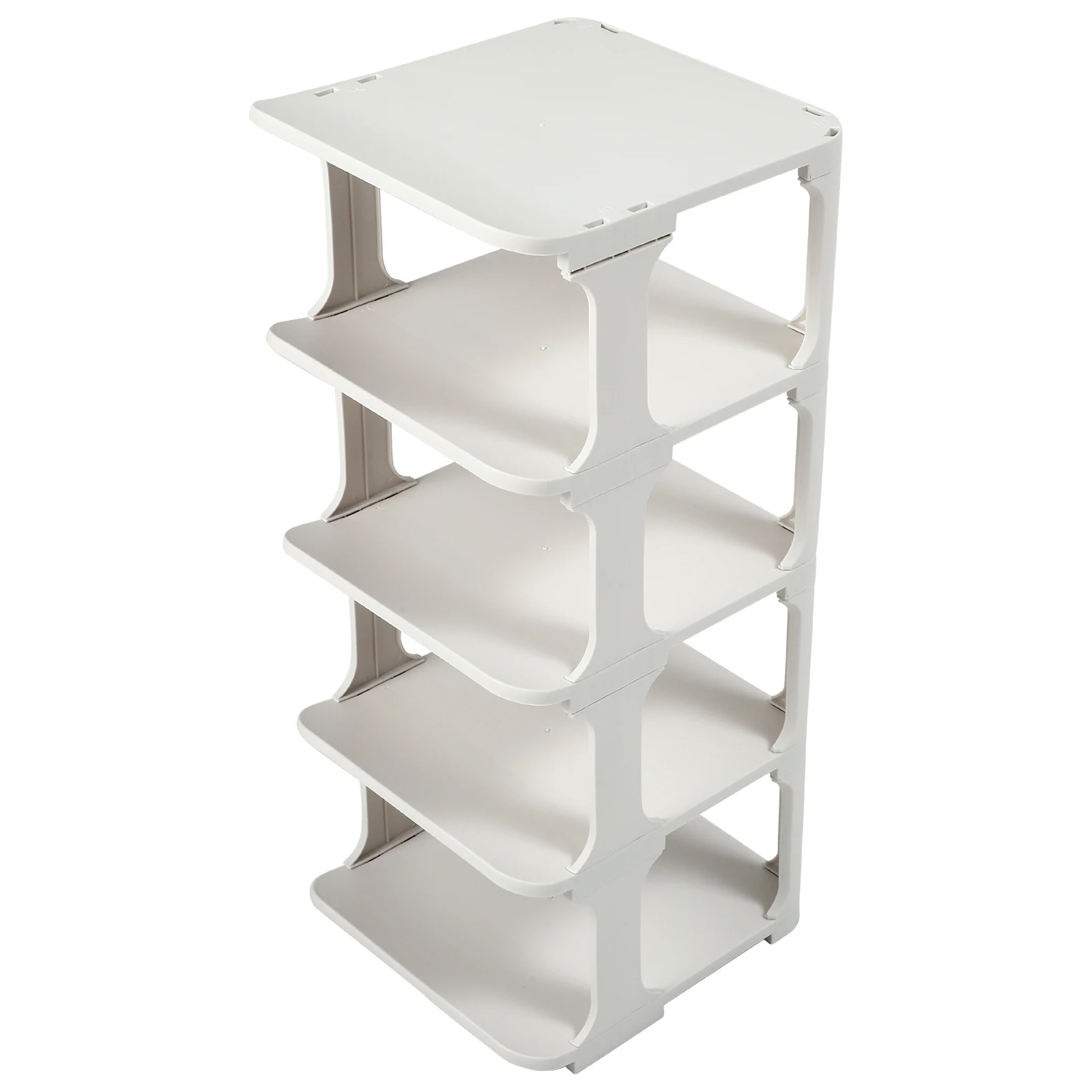 

Plastic Multi-layer Shoe Rack Storage Organizer White Color Space-saving Design Simple Elegant Style Shoes Holder